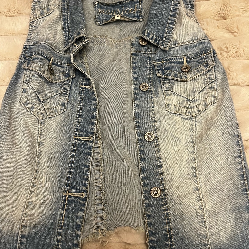 Maurices Sleeveless Blue Jean Jacket